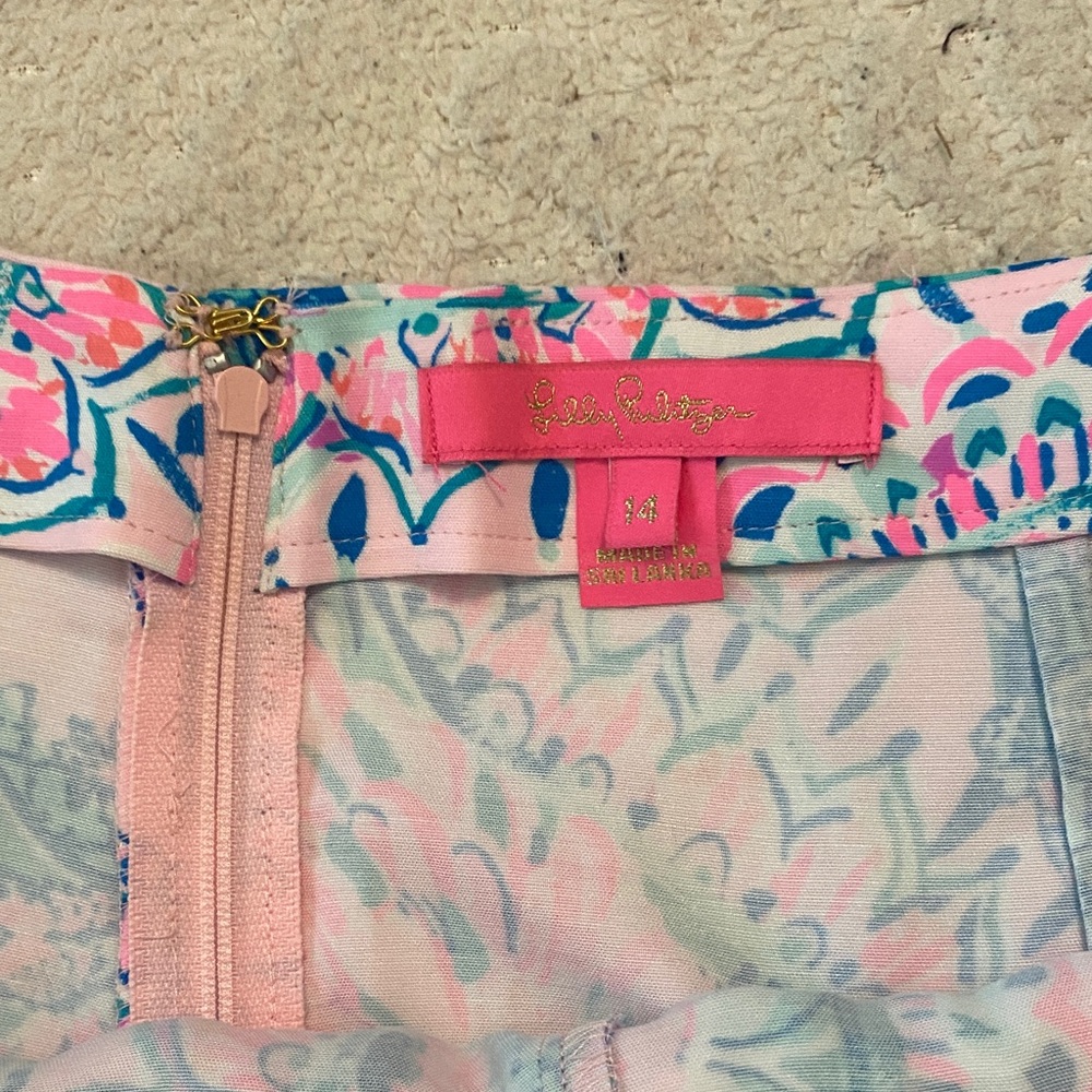Lilly Pulitzer Pink and Blue Paisley High Waist Shorts - Picture 2 of 6